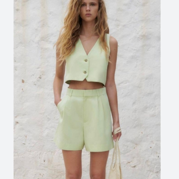 Zara Jackets & Blazers - Zara apple green linen set